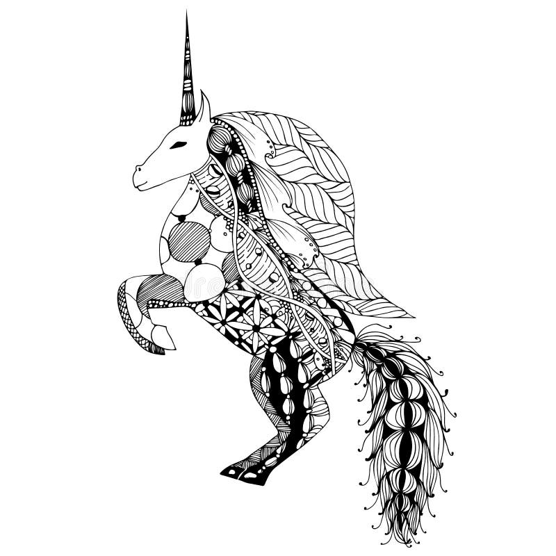 hand drawing unicorn for adult anti stress coloring pages