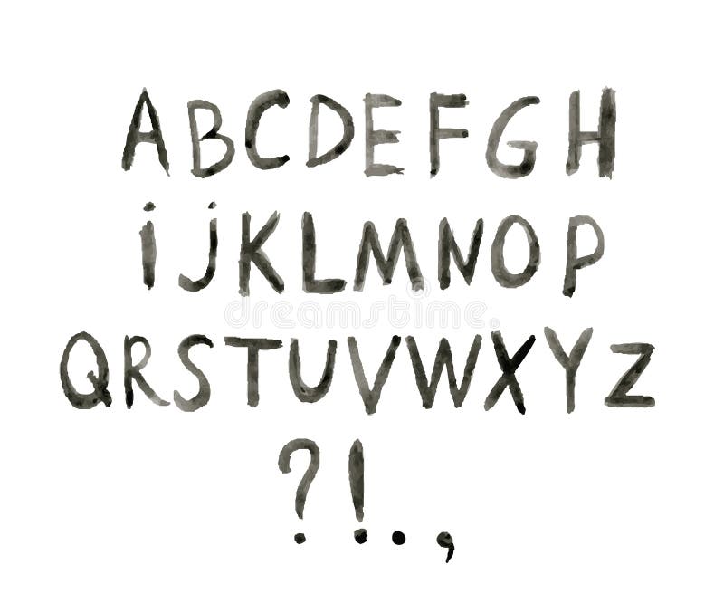 Hand Drawing Watercolor Alphabet Letters Illustration Stock