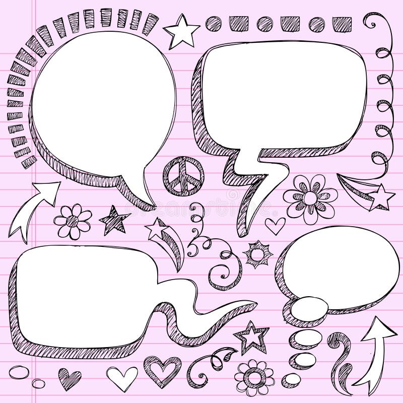 Hand-Drawn 3D Speech Bubbles Sketchy Doodles