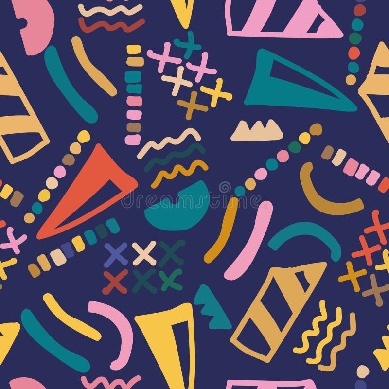 Hand drawn abstract geometric seamless pattern royalty free illustration