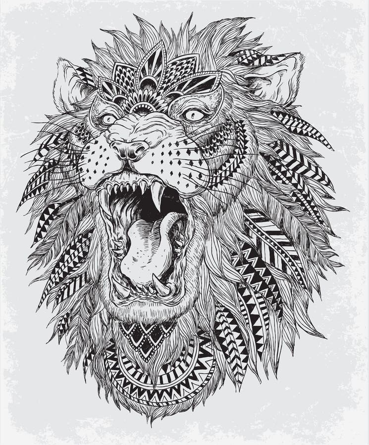Hand Drawn Abstract Lion Vector Illustration Stock Vector ...