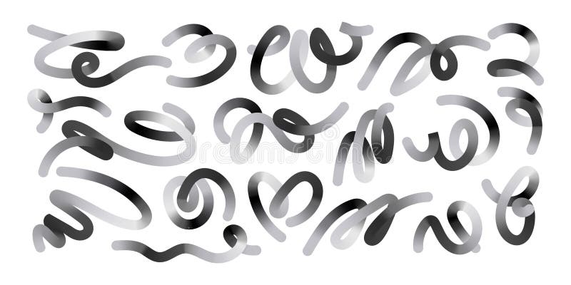 Hand Drawn Abstract Wavy Lines and Scribble Futuristic Sketches with Black and White Colors. Playful geometric fluid royalty free illustration