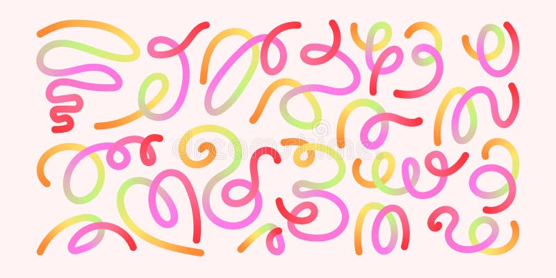 Hand Drawn Abstract Wavy Lines and Scribble Futuristic Sketches with Vibrant Summer Colors. Playful geometric fluid royalty free illustration