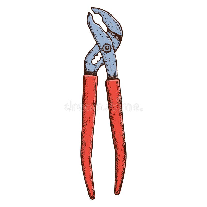 Hand Drawn Adjustable Pliers Stock Vector Illustration of