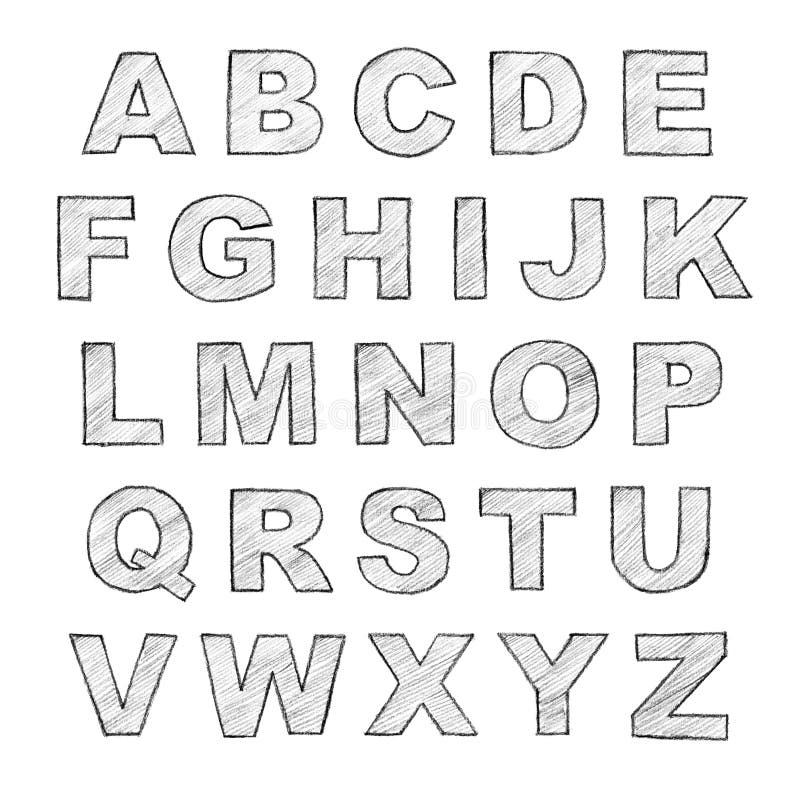 Hand-drawn Alphabet. Calligraphy Font. Modern Pencil Lettering Stock ...