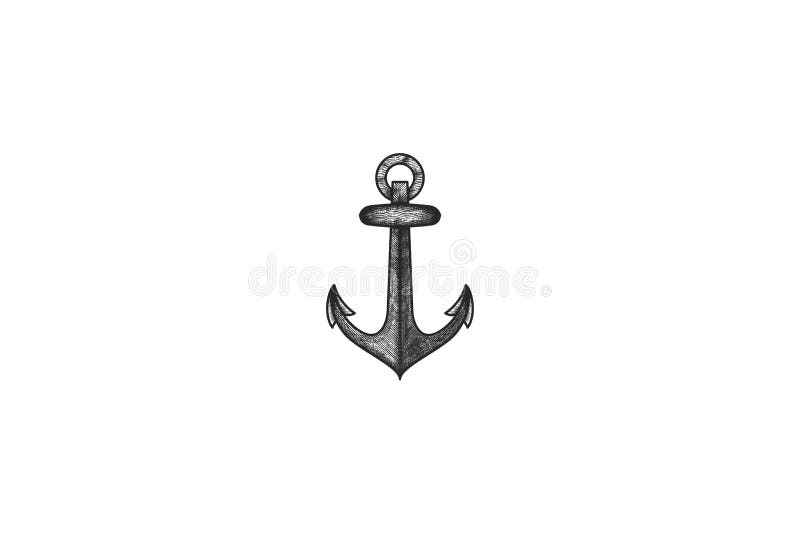Hand Drawn Anchor Logo Designs Inspiration Isolated on White Background