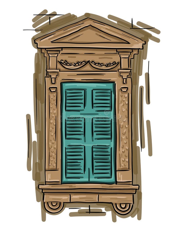 Cartoon Window Shutters Stock Illustrations 340 Cartoon Window