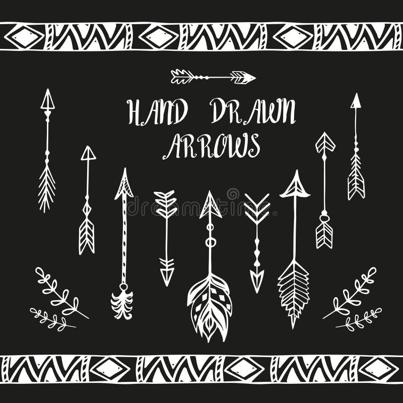 Hand drawn arrows set. Vector illustration