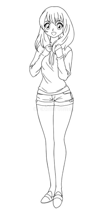 Anime girl coloring page  Mimi Panda