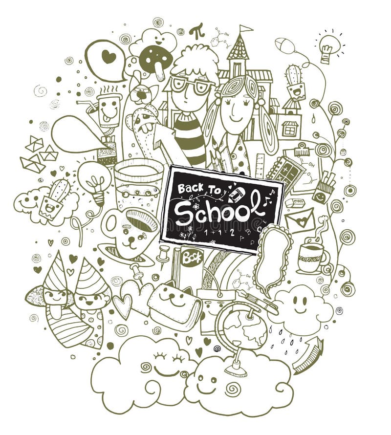 Hand drawn Back to school doodle set royalty free illustration Hand drawn Back to school doodle set royalty free illustration