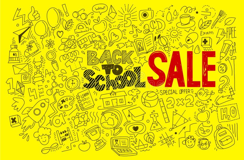 Hand-drawn back to school red Sale royalty free illustration Hand-drawn back to school red Sale royalty free illustration