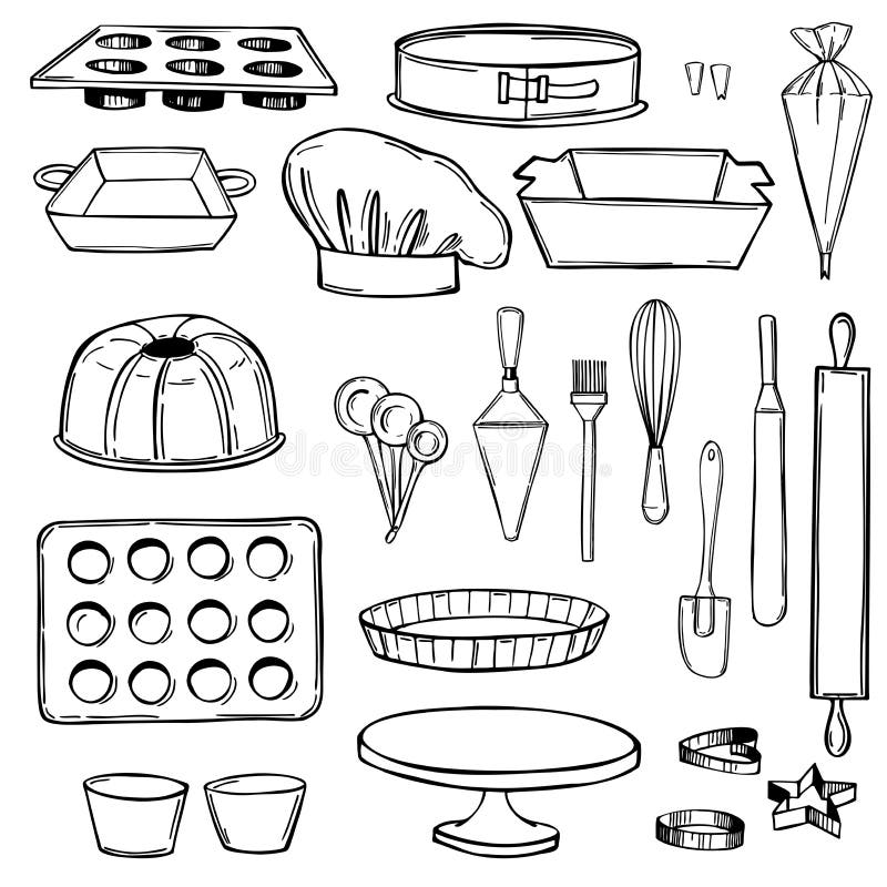 Hand drawn pastel vintage kitchenware set Vector Image