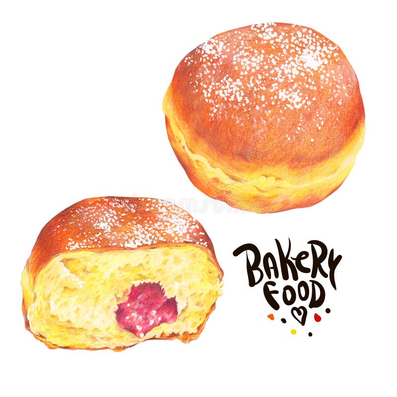 Hand drawn baking set isolated on a white background, donuts Ber stock image Hand drawn baking set isolated on a white background, donuts Ber stock image