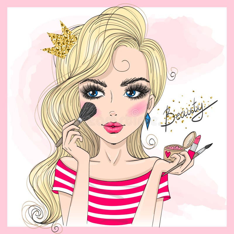 Doing Girl Makeup Stock Illustrations – 584 Doing Girl Makeup Stock ...