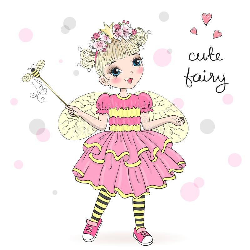 Hand drawn beautiful cute little fairy girl. royalty free illustration Hand drawn beautiful cute little fairy girl. royalty free illustration