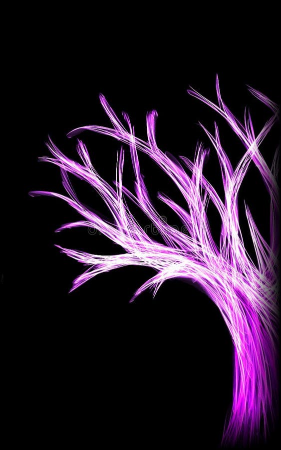 Hand Drawn Black and Purple Tree Illustration Stock Illustration
