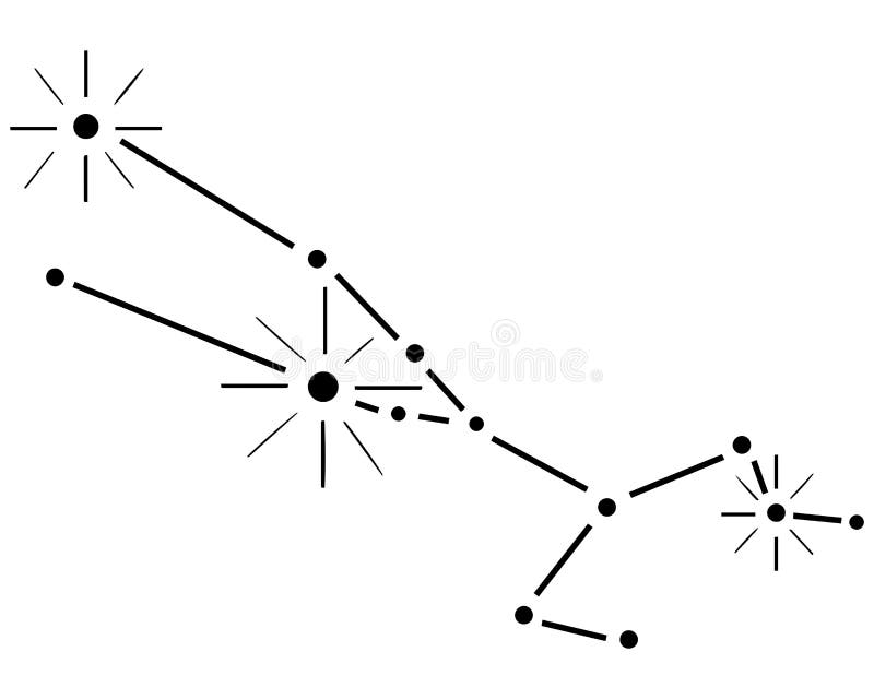 Handdrawn Black Taurus Constellation on a White Background. Zodiac