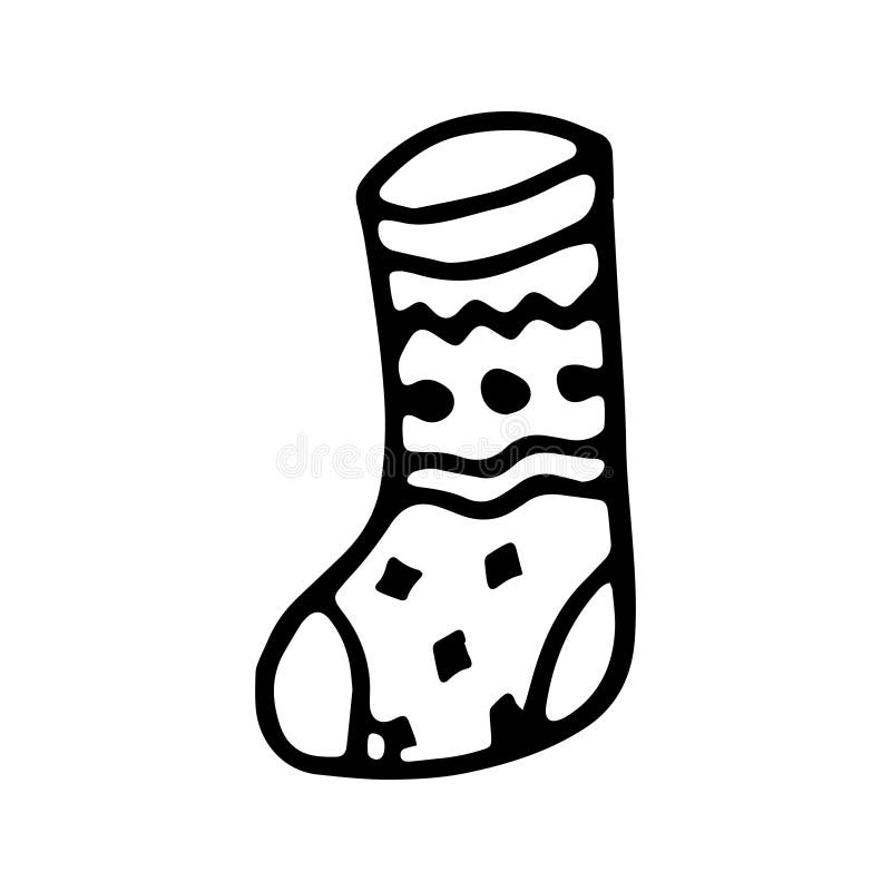 Hand Drawn Black and White Doodle Sketch Sock Illustration Stock Vector ...