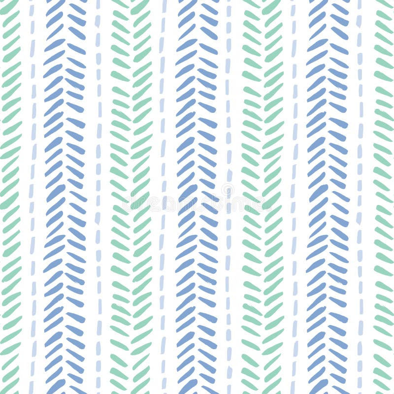Hand drawn blue tones tribal lines and stripes, mimicking folk herringbone stitching on white background. Vector seamless pattern. Fresh and cute abstract geometric drawing. Summer print. Perfect for textiles, scrapbooking and gift wrapping. Vector abstract seamless pattern vectors