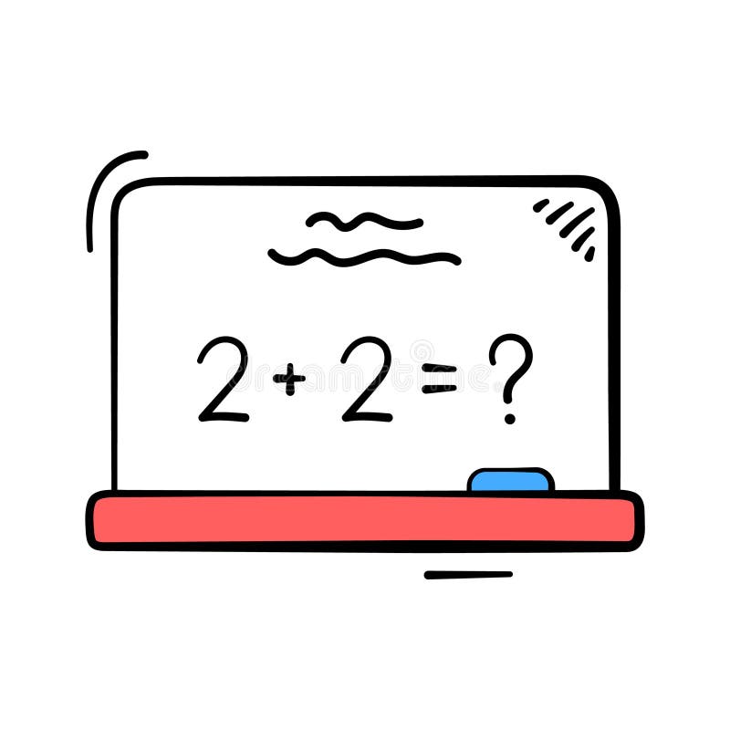 Hand drawn board with math equation representing classroom mathematics stock illustration