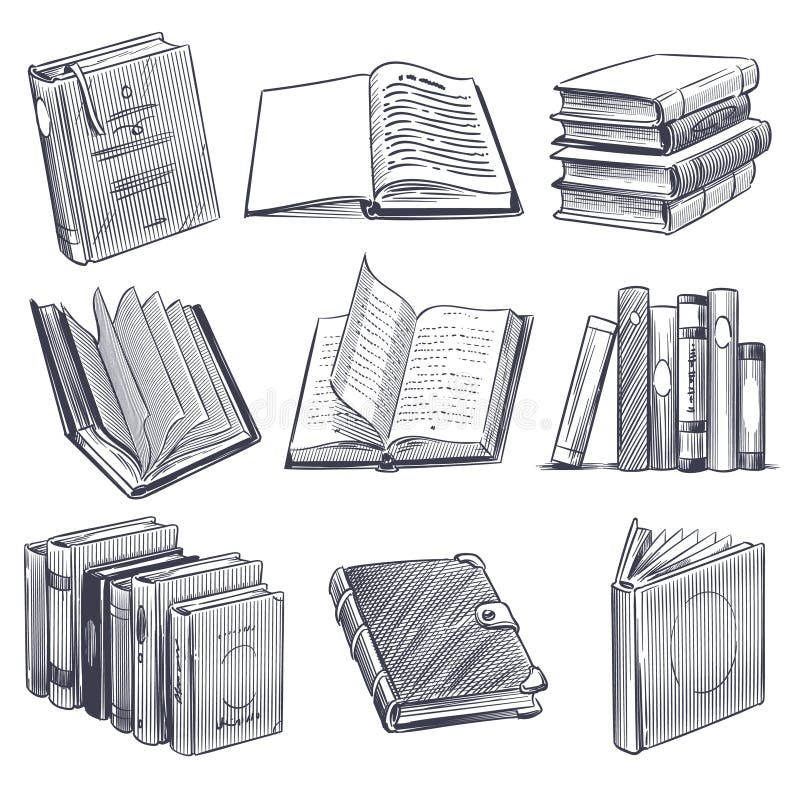 Paper book sketch vector illustration. Isolated hand drawn