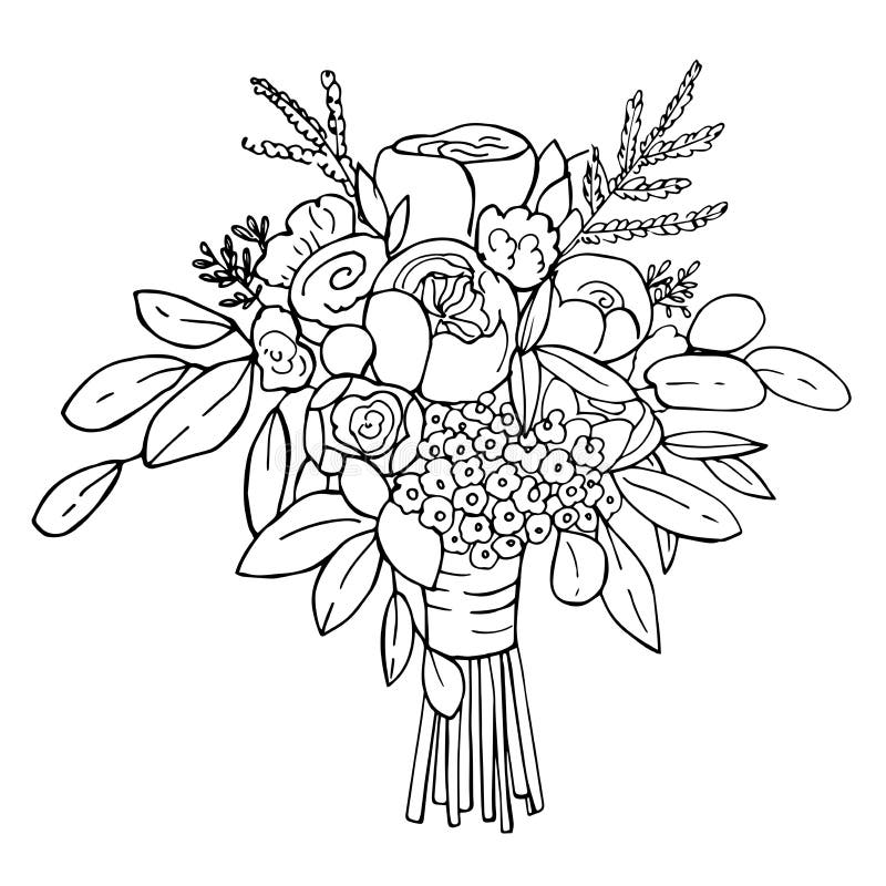Hand Drawn Bridal Bouquet Vector Sketch Illustration Stock Vector