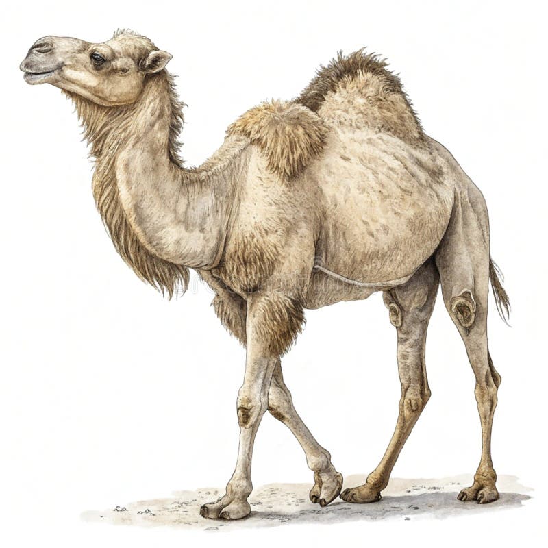 Hand drawn camel isolated on white background royalty free illustration