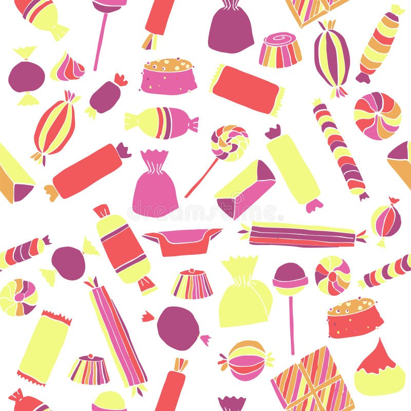 Hand drawn candy seamless pattern