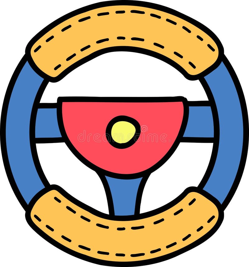 Hand Drawn Car Steering Wheel Illustration Stock Vector Illustration