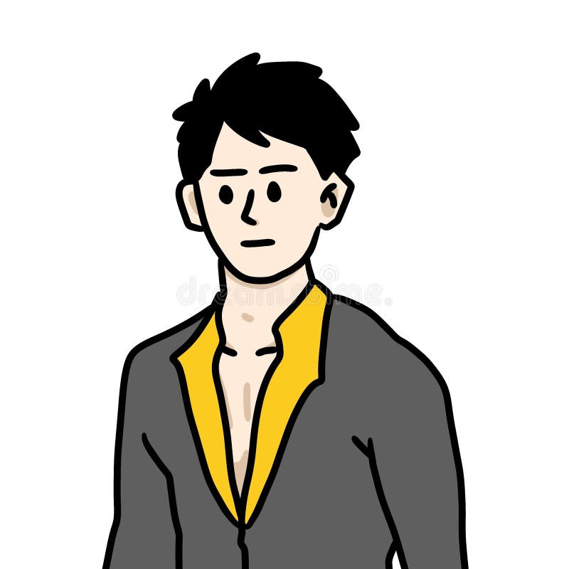 Hand drawn cartoon of cool man stock illustration