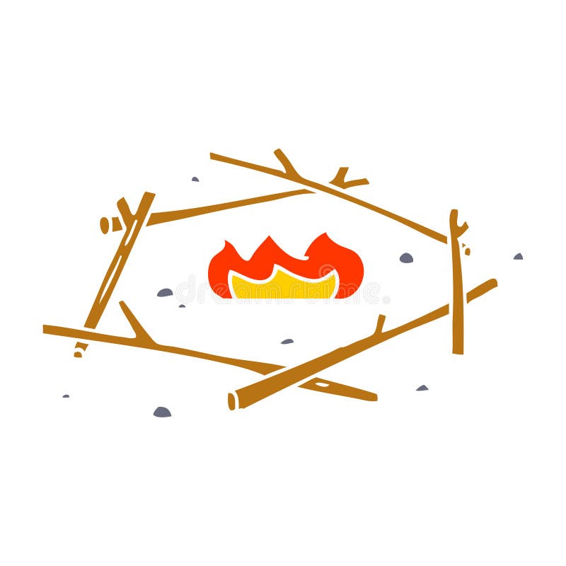Cartoon Fire Pit Outdoor Nature Camping Free Hand Drawn Doodle Clip Art