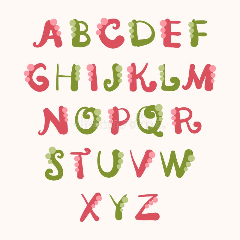 Hand Drawn Cartoon Font With Decorative Elements On A Light Background