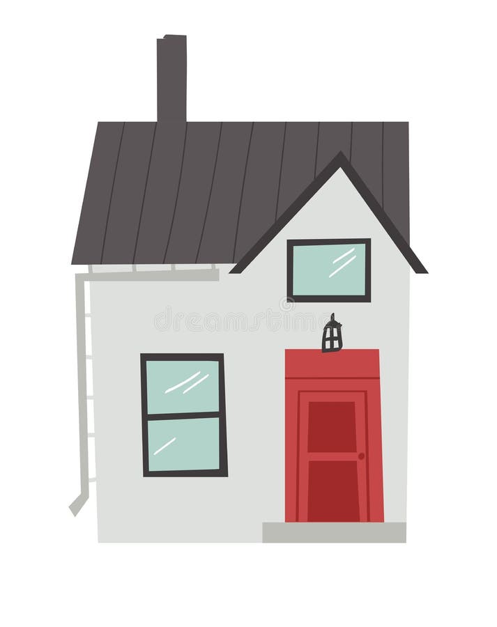 Hand Drawn Cartoon House on White Background Isolated. Flat Style  Illustration Cozy Home. Little Vector Cottage Drawing Stock Vector -  Illustration of building, holiday: 205183755