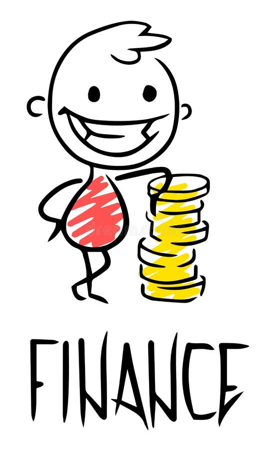 Sketch of a work leader finance. Doodle cute concept about power. Hand drawn cartoon vector illustration for business design. royalty free illustration