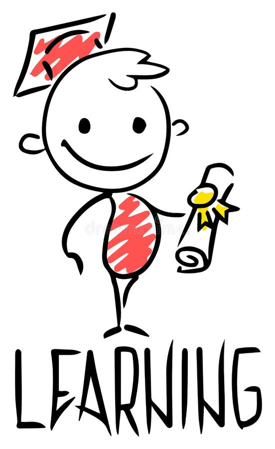Sketch of a work leader learning. Doodle cute concept about power. Hand drawn cartoon vector illustration for business design. royalty free illustration