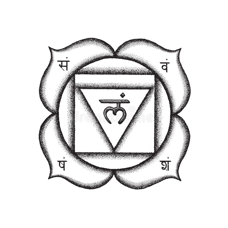 Vector fourth heart Anahata chakra sanskrit seed mantra Yam