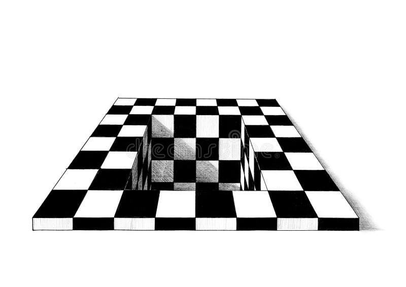 Draw a chessboard in perspective view, using straightedge only