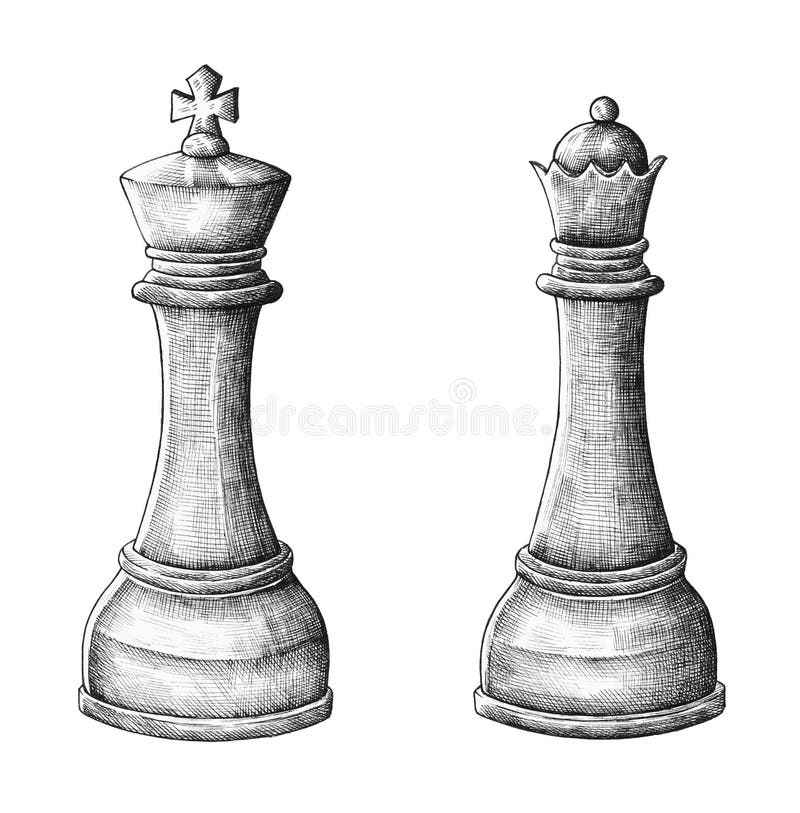 Hand-drawn sketch set of Chess pieces. Chess pieces. Playing