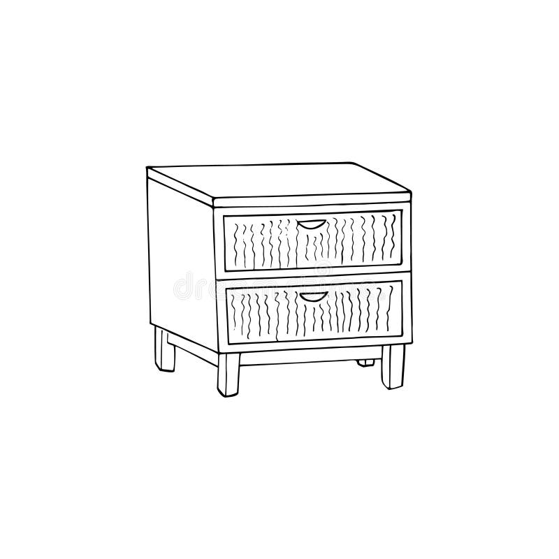 Handdrawn Chest of Drawer. Scandinavianstyle Drawer Vector