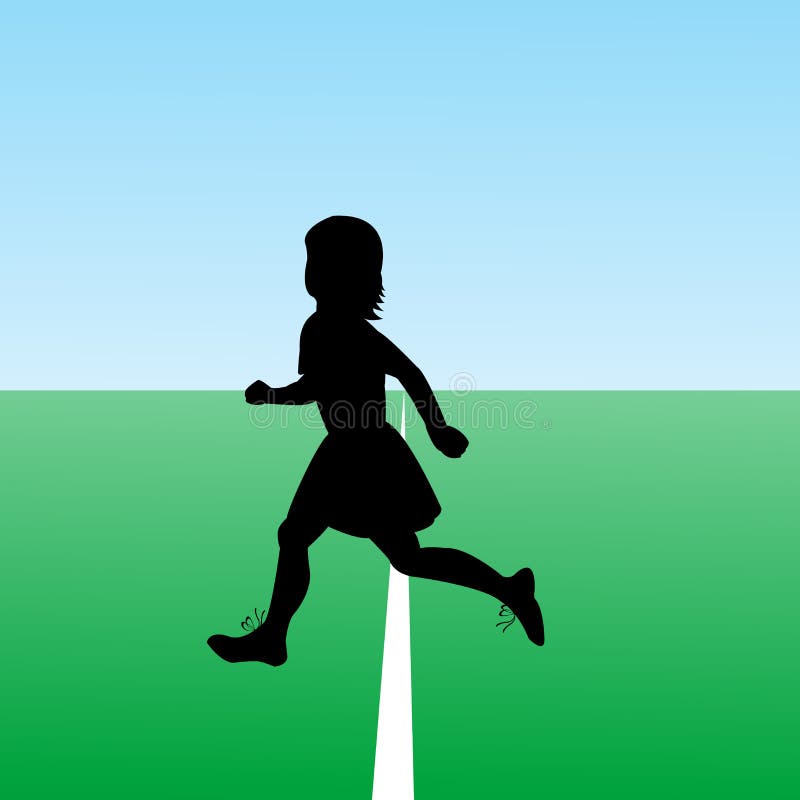 Preschool girl running fast and play catch-up and tag game Stock