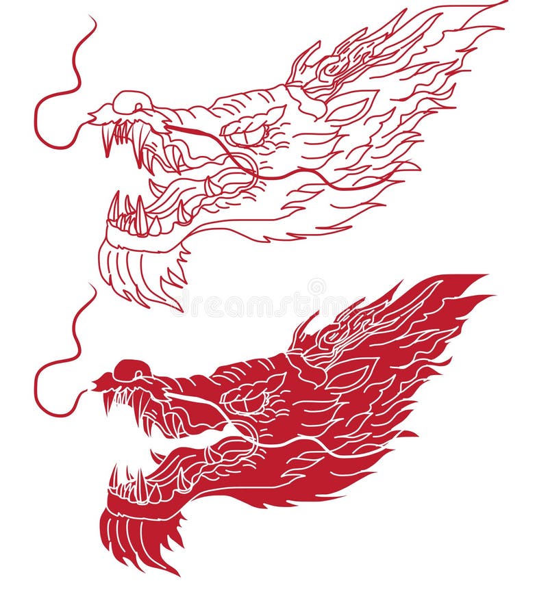 Hand Drawn Chinese Dragon Tattoo Design Stock Illustration - Illustration  of character, chinese: 95064699