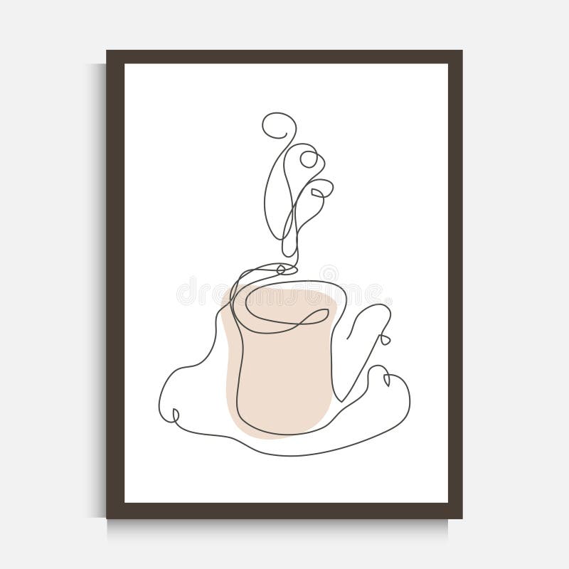 Hand drawn coffee tea cup wall decor