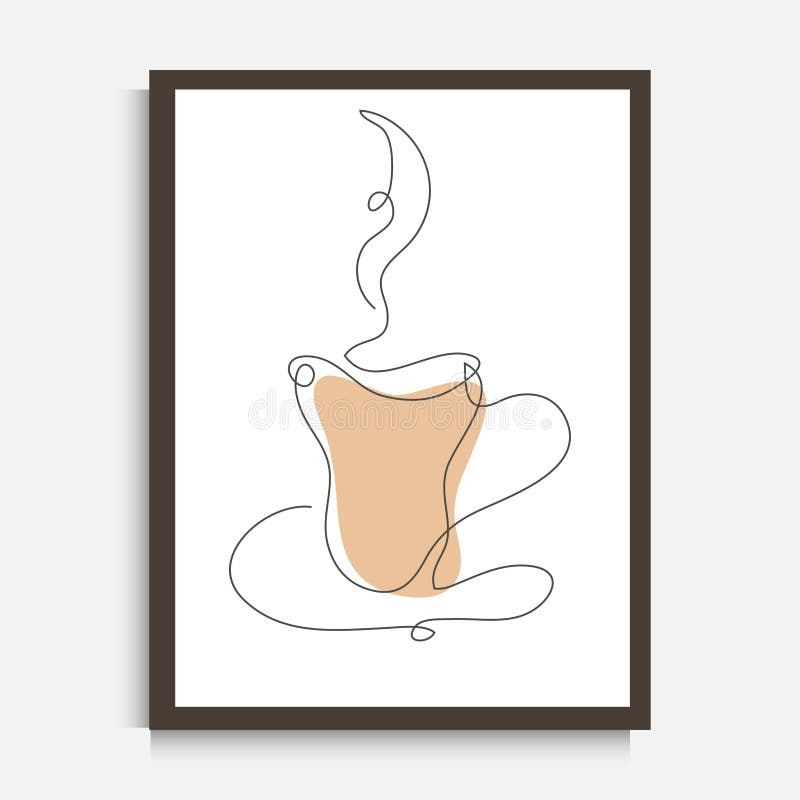 Hand drawn coffee tea cup wall decor