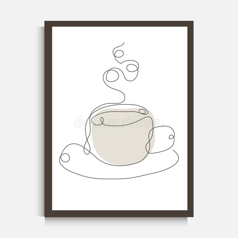 Hand drawn coffee tea cup wall decor
