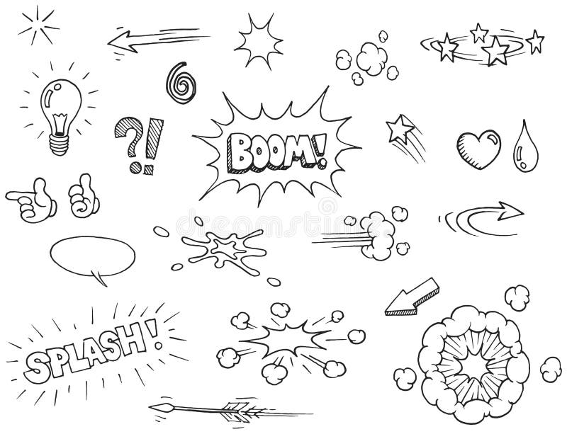Hand drawn comic elements royalty free illustration
