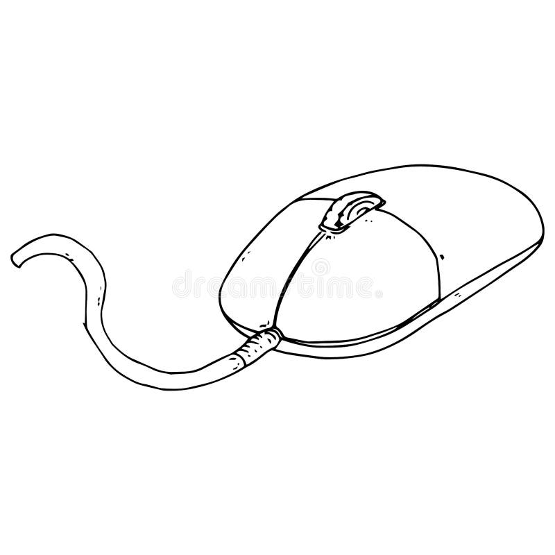 Hand drawn computer mouse with a scroll wheel. Mouse type manipulator. stock illustration Hand drawn computer mouse with a scroll wheel. Mouse type manipulator. stock illustration
