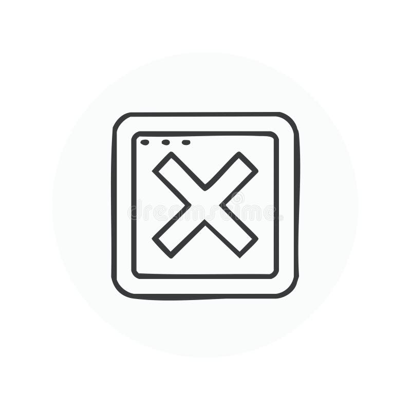 Hand-Drawn Cross Button Icon for Interface Closure or Cancel Functionality stock illustration