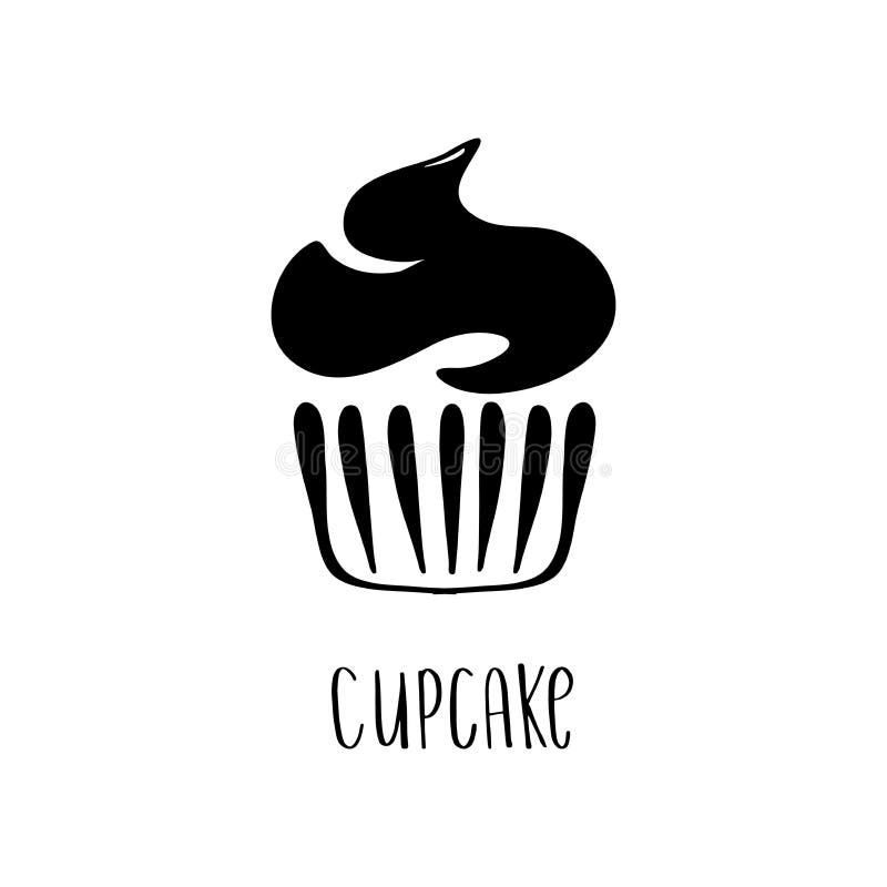 Hand drawn cupcake vector illustration. Icon symbol