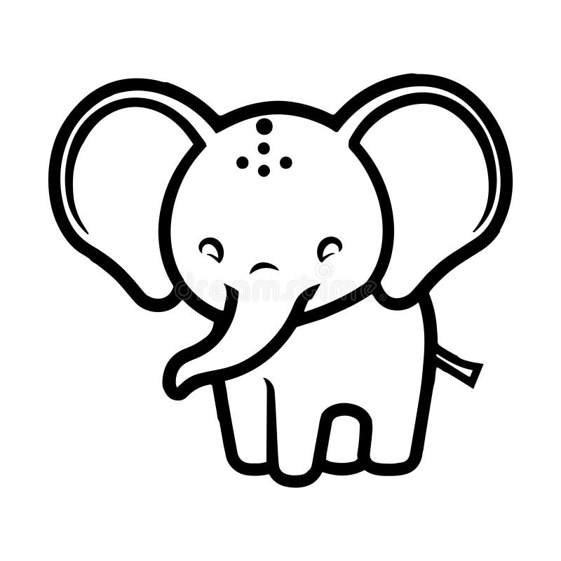 Hand Drawn cute elephant in doodle style vector illustration
