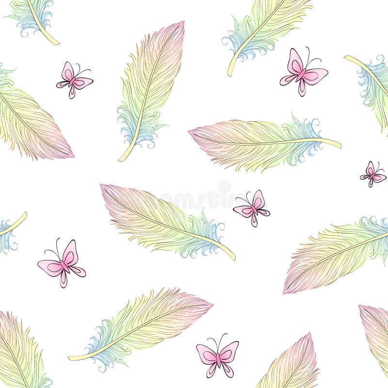 Download Art Feather Vector Background With Colorful Butterfly ...